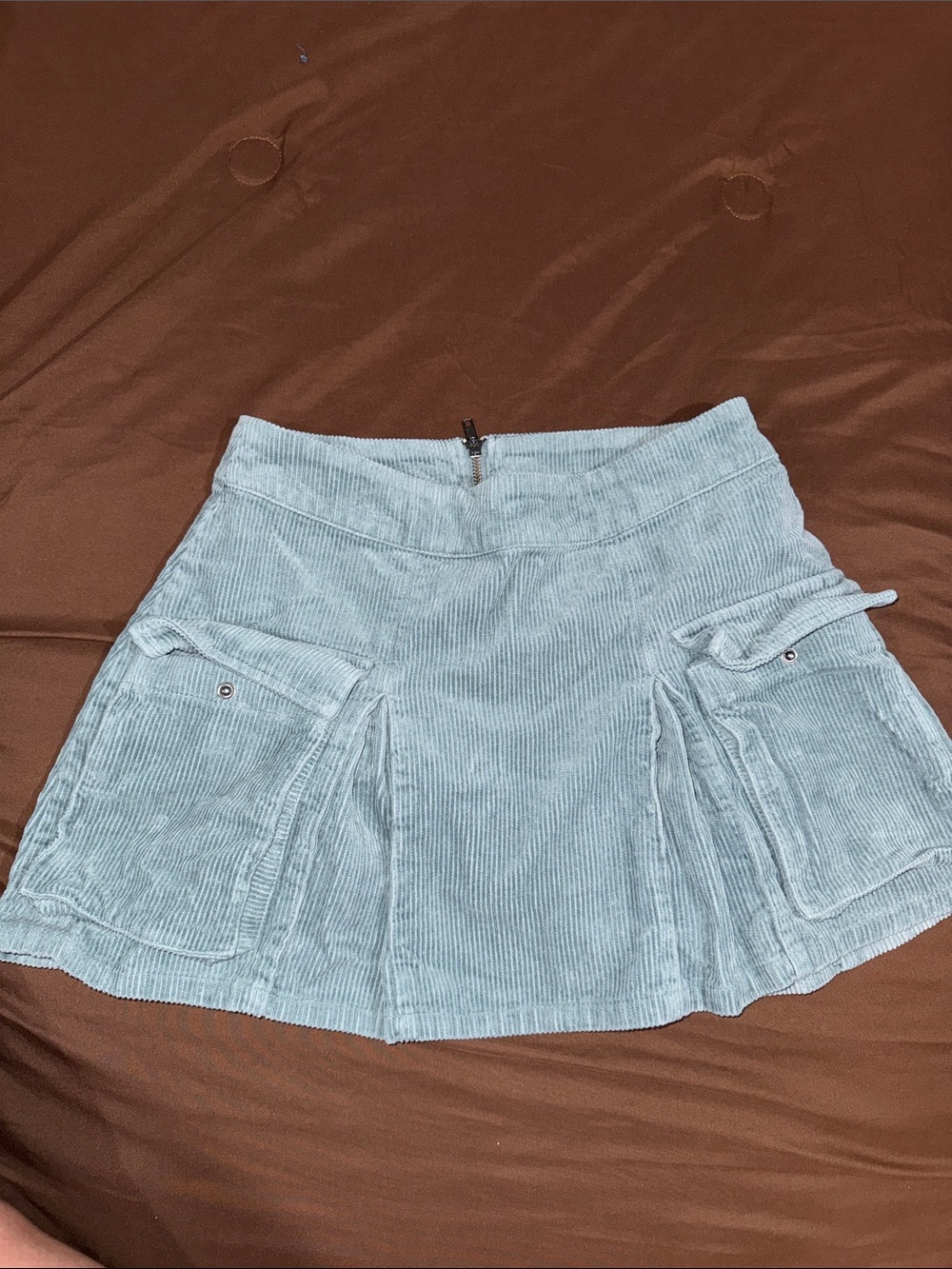 wild fable dusty blue corduroy mini skirt with cargo zipper